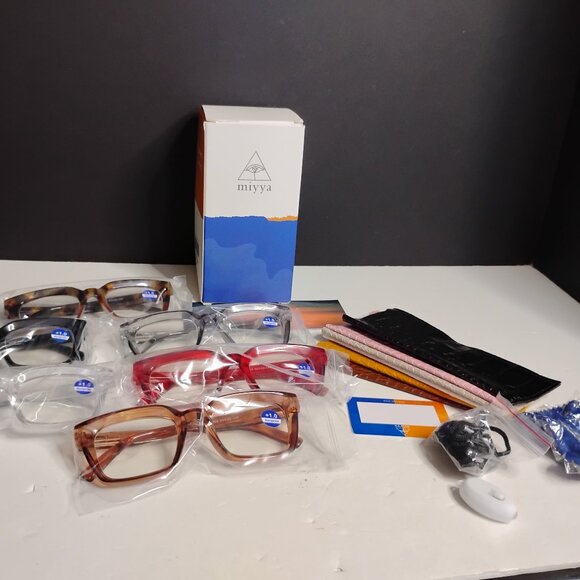 +1.0 Miyya Stylish Blue Light Reading Glasses for Women 6 Pack - Picture 1 of 13